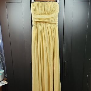 Windsor Champagne Strapless Ruched Maxi Dress Shimmer Size M Prom Formal